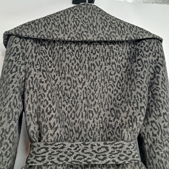 Marvin Richards New York Gray Wool Blend Leopard Print Pea Coat - Picture 5 of 11